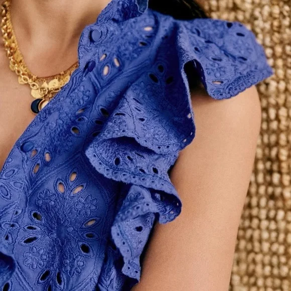 Sezane Chiara Shirt in Electric Blue Sz 36 (US 4) - Picture 3 of 8